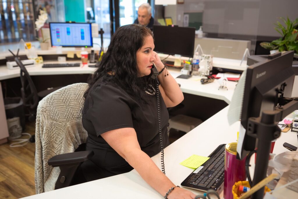 receptionist on the phone